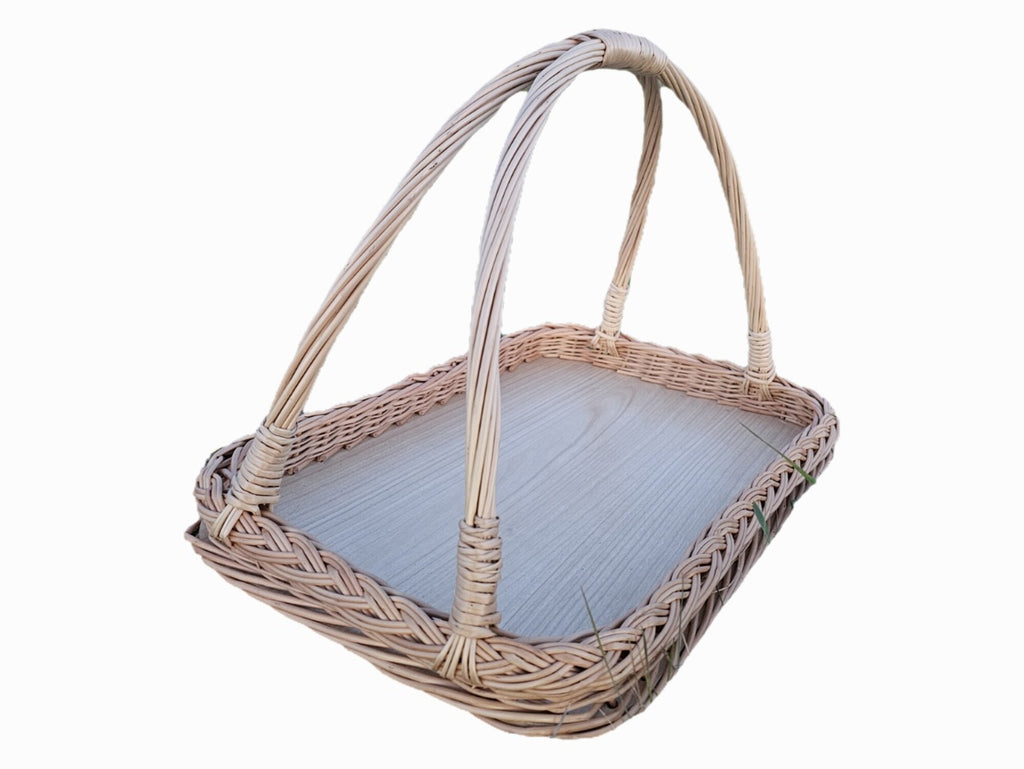 Wicker Serving Tray with Curved Handles