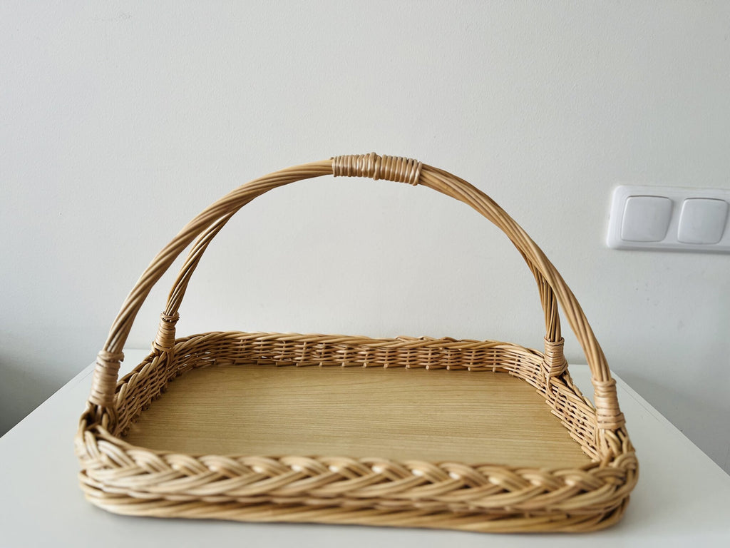 Wicker Serving Tray with Curved Handles