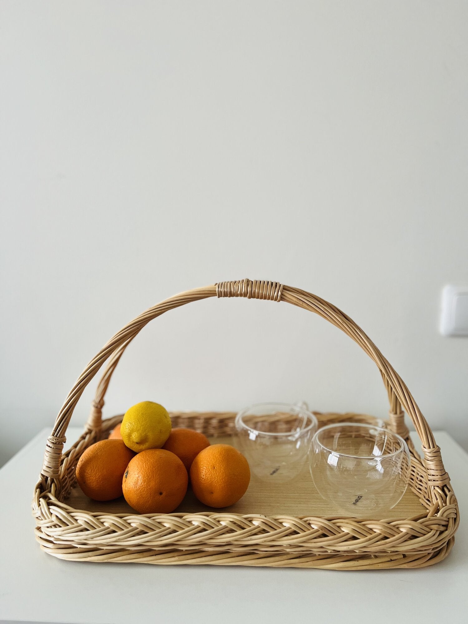 Wicker Serving Tray with Curved Handles