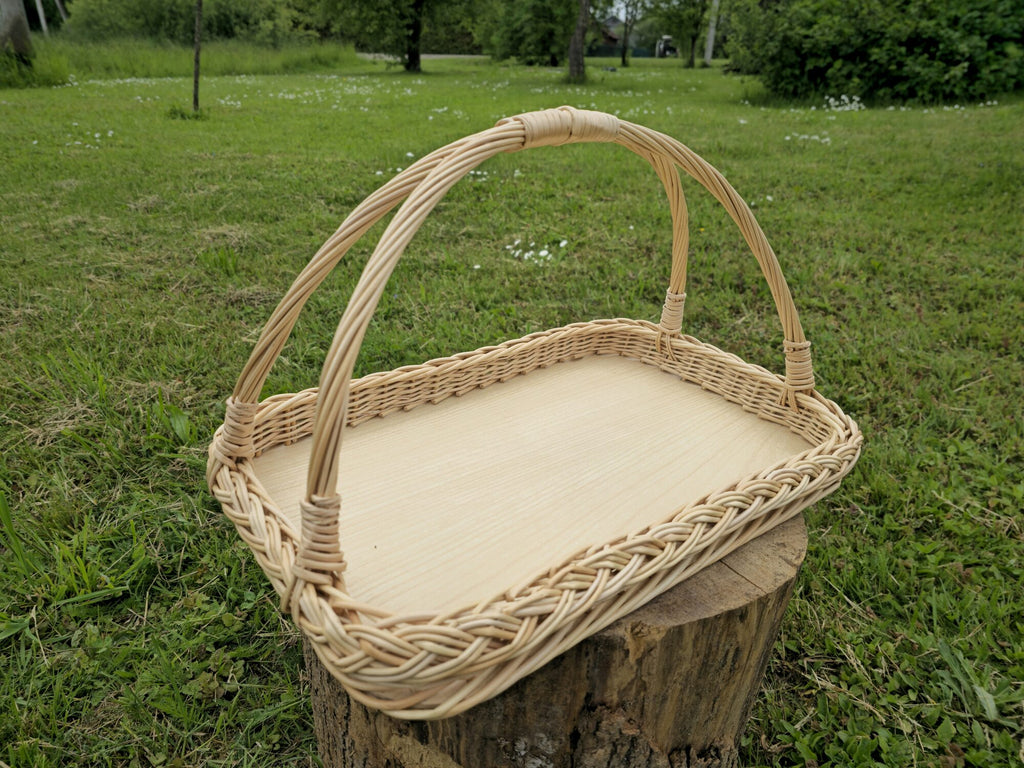 Wicker Serving Tray with Curved Handles