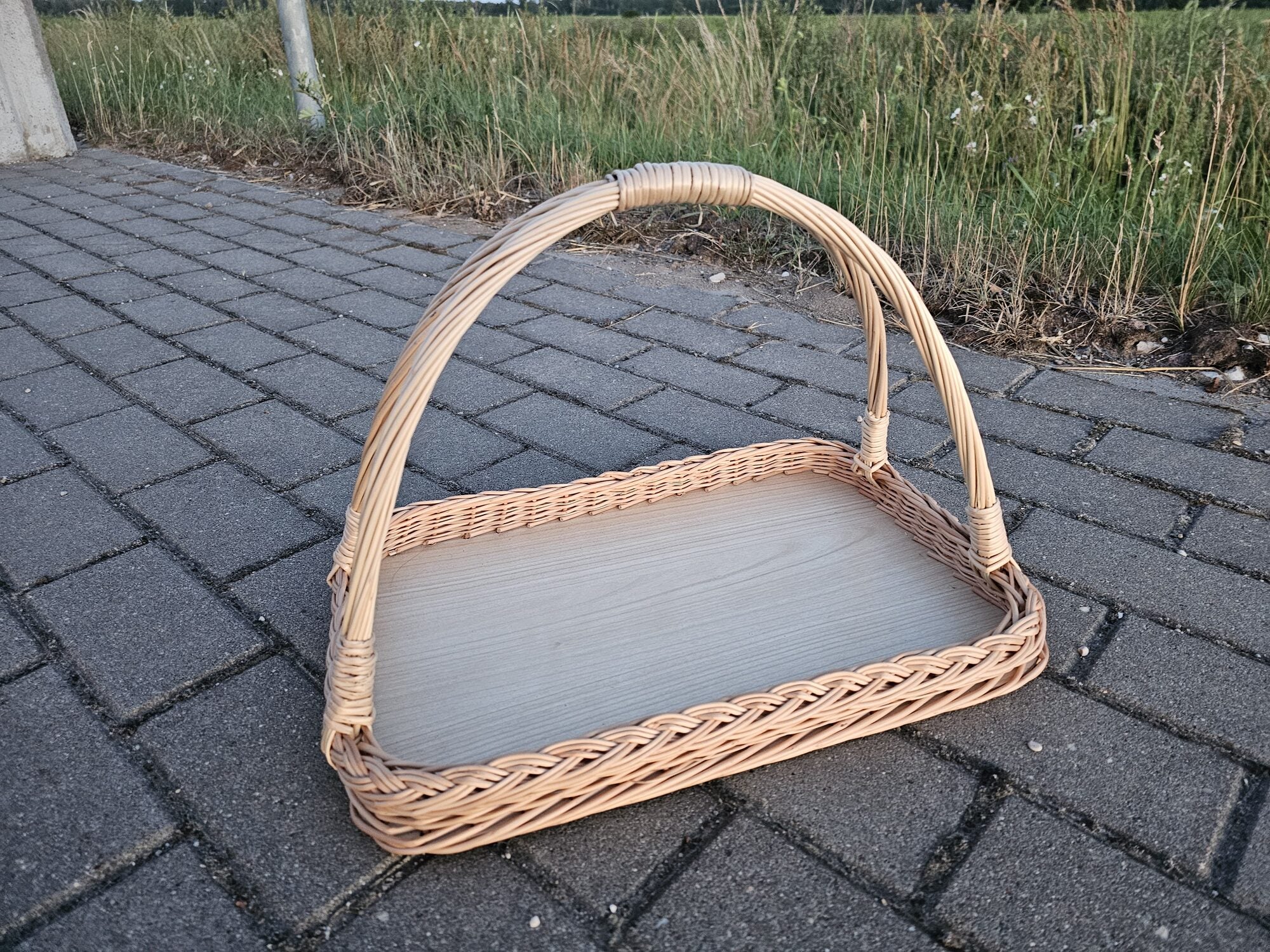 Wicker Serving Tray with Curved Handles