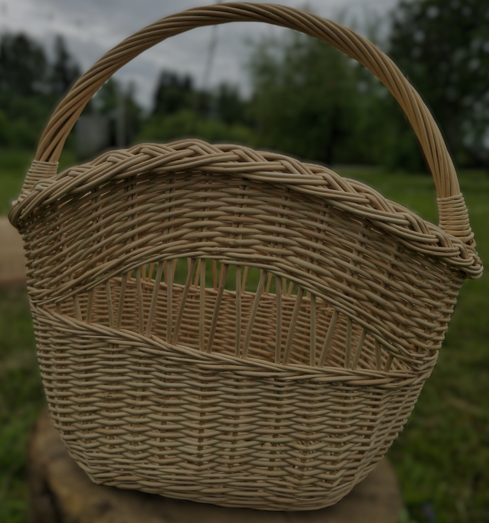 Asymmetrical Wicker Basket