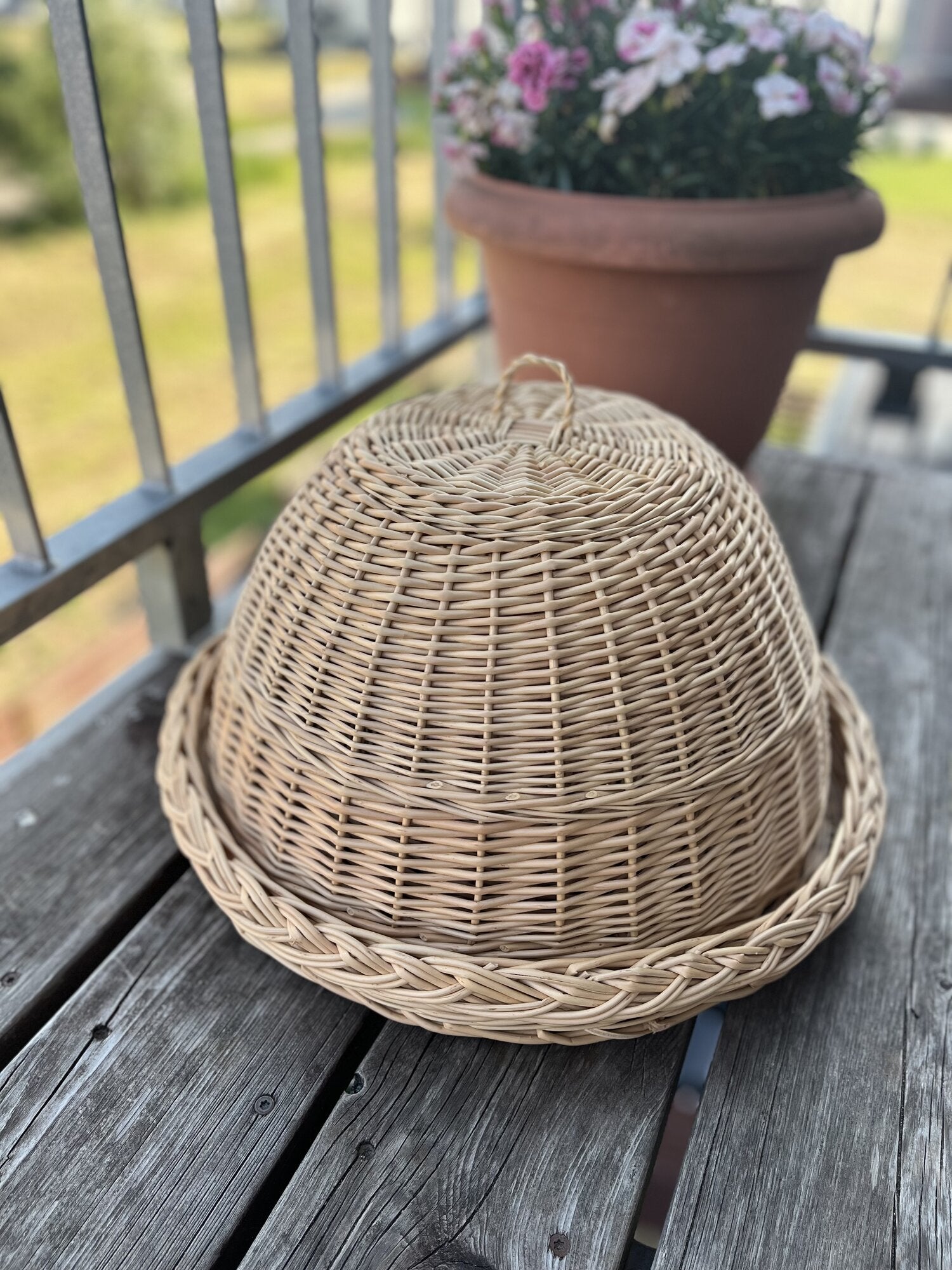 Wicker Food Cover with Tray