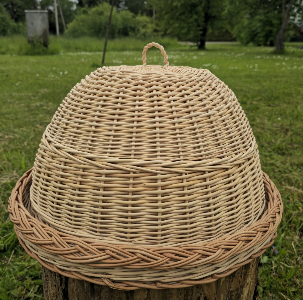 Wicker Food Cover with Tray