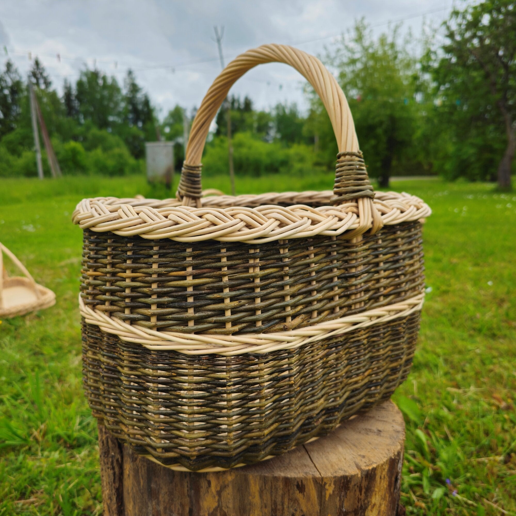 Large Wicker Market Basket with Handle