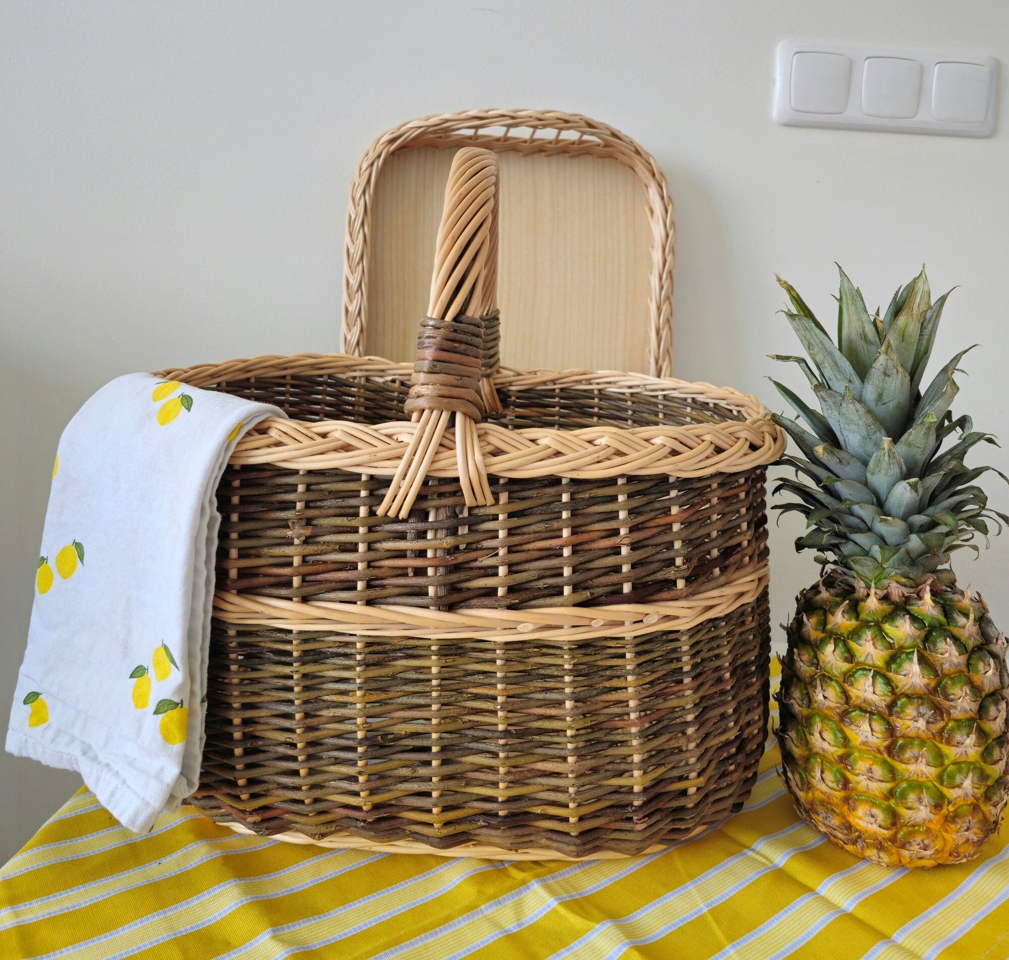 Large Wicker Market Basket with Handle