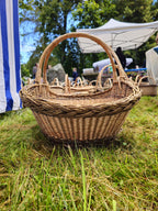 Extra Large Rustic Wicker Basket with Braided Rim