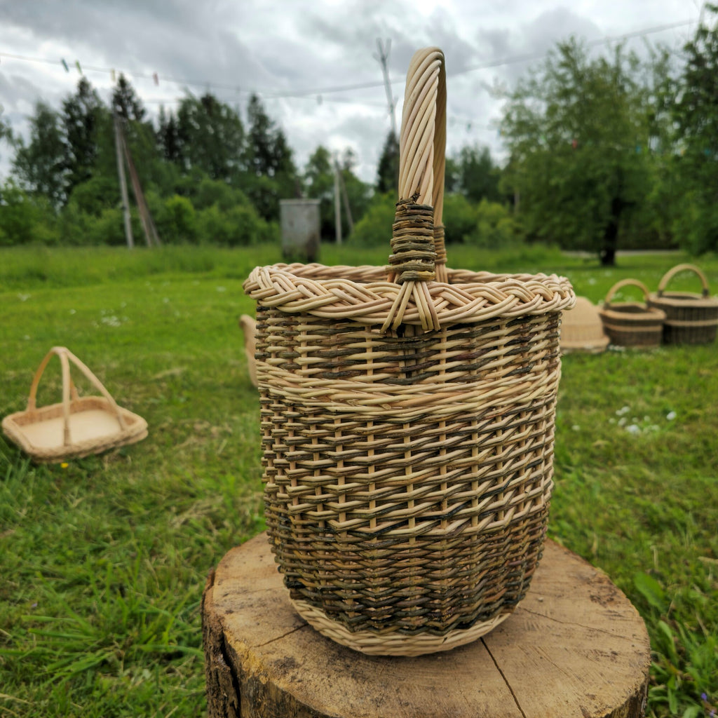 Tall Wicker Basket with Handle