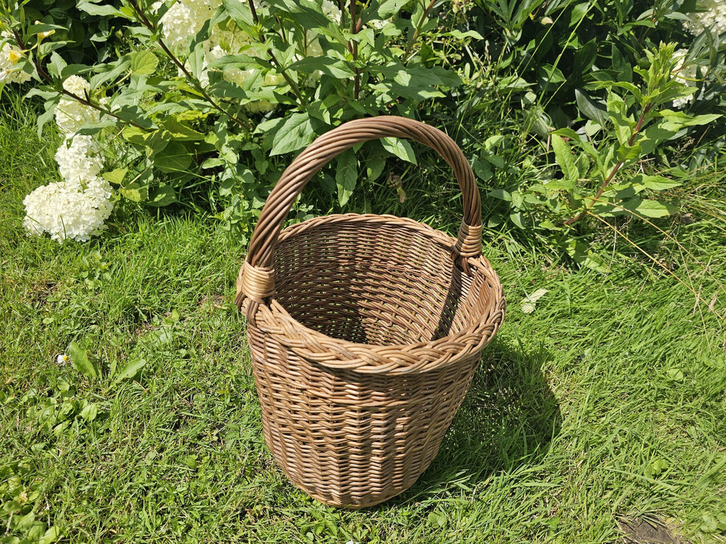 Tall Wicker Basket with Handle