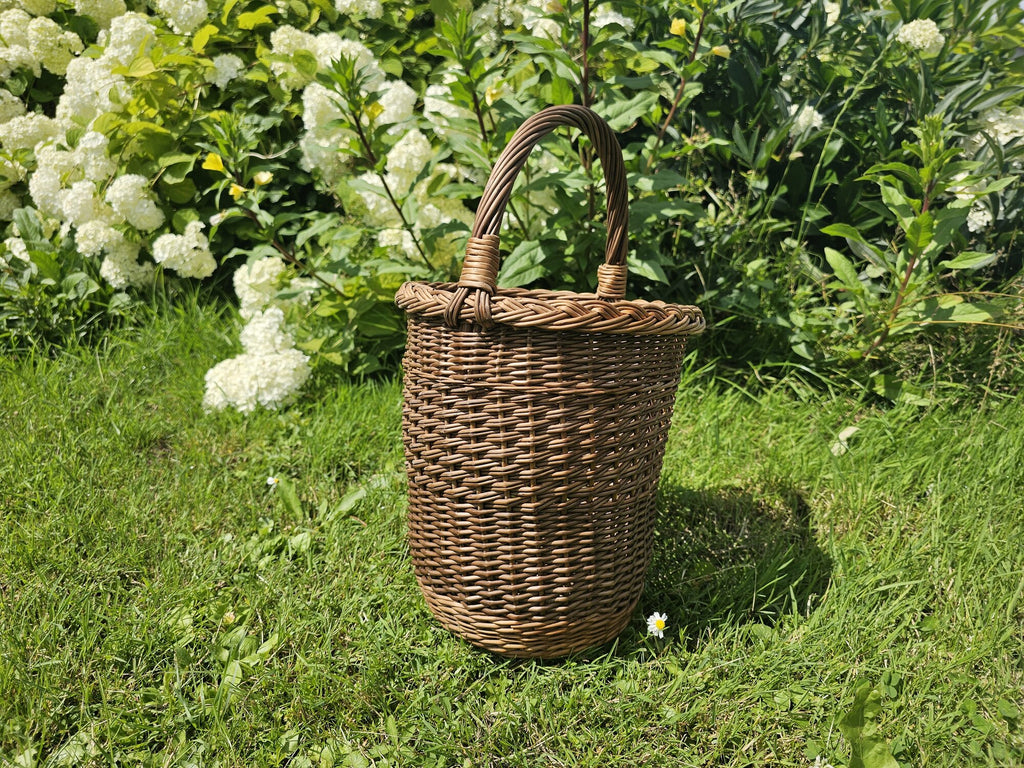 Tall Wicker Basket with Handle