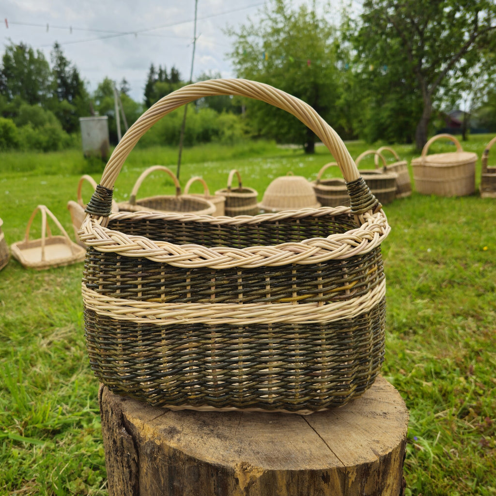 Round Wicker Market Basket