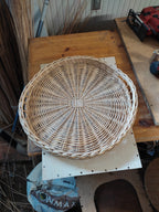 Round Wicker Serving Tray with Braided Rim