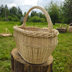 Large Oval Wicker Basket with Arched Handle