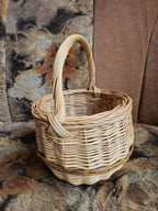 Handwoven Round Wicker Basket with Handle