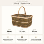 Size chart for the large blanket basket with handle showing 54 cm length, 35 cm width and 30 cm height.