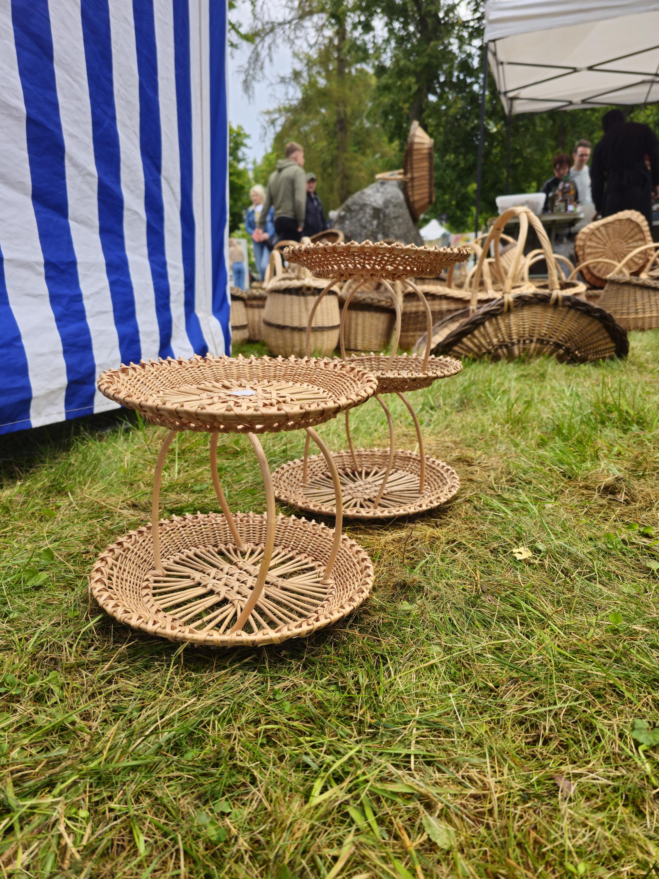 Handwoven Three-Tier Display Stand