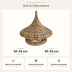 Size chart for the extra large willow pagoda bird feeder showing 50–55 cm diameter and 50–55 cm height