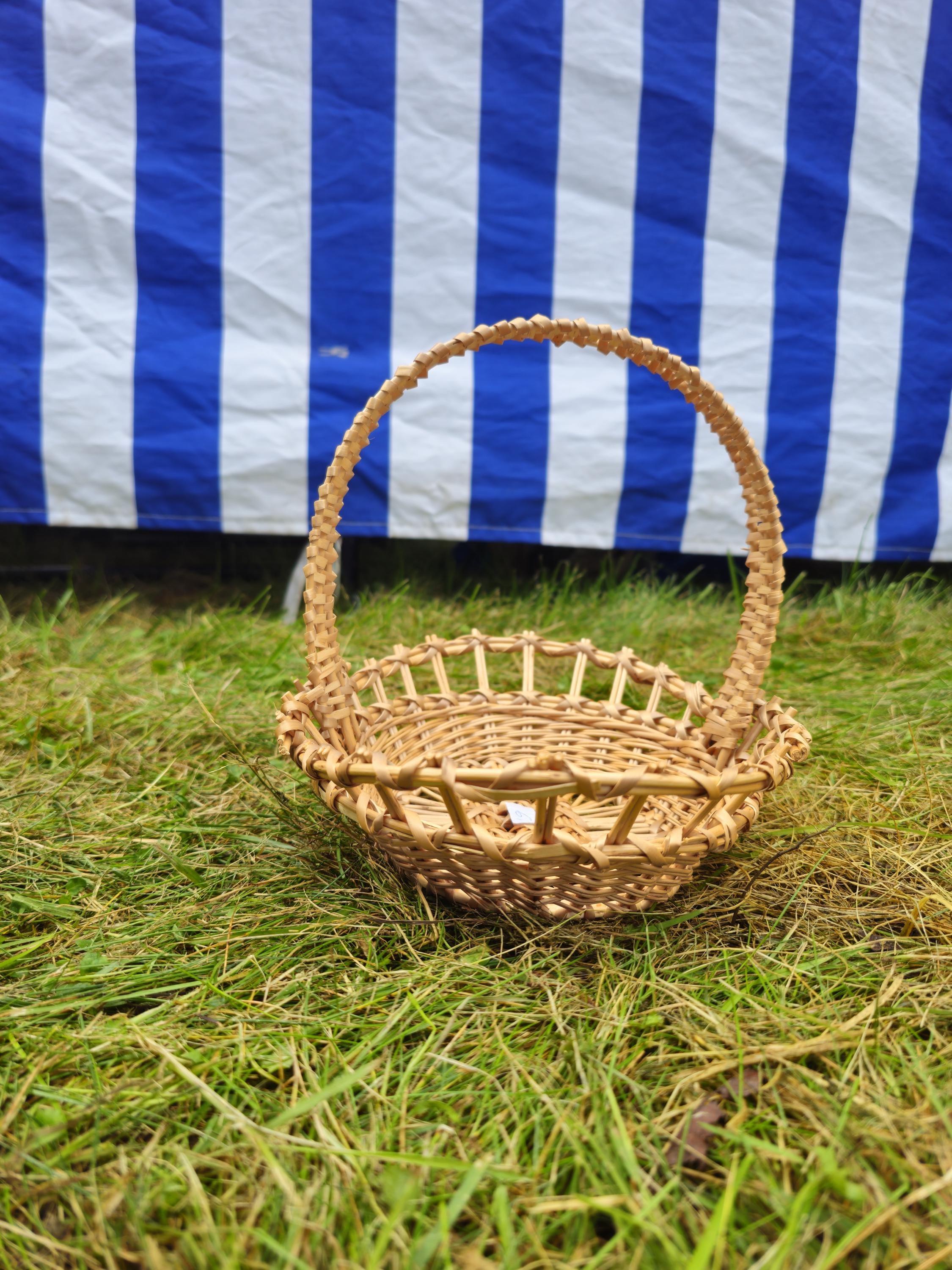 Handwoven Oval Basket with Decorative Weave