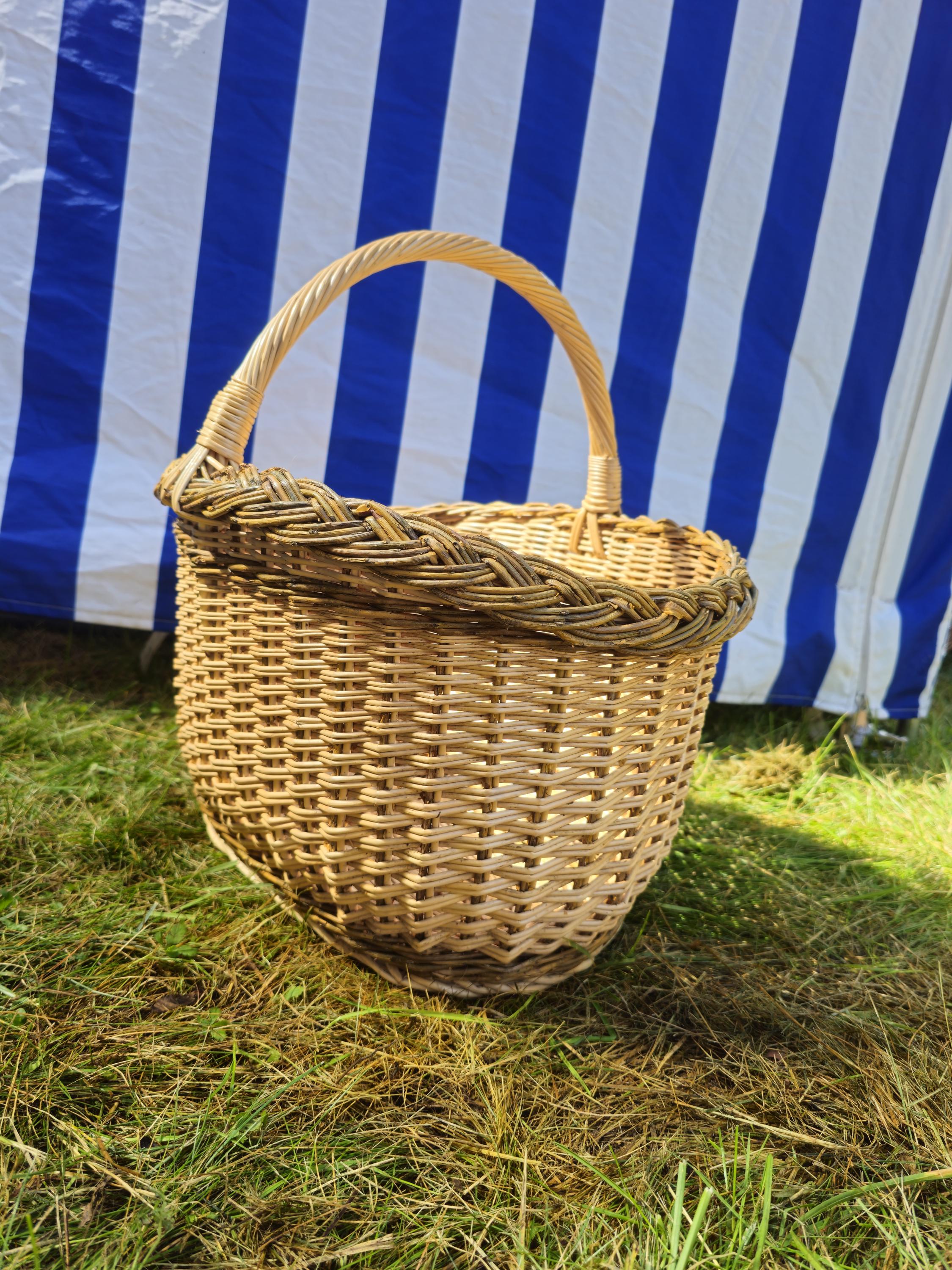 Large Oval Wicker Basket with Rustic Finish