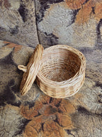Handwoven Willow Basket Jar with Lid