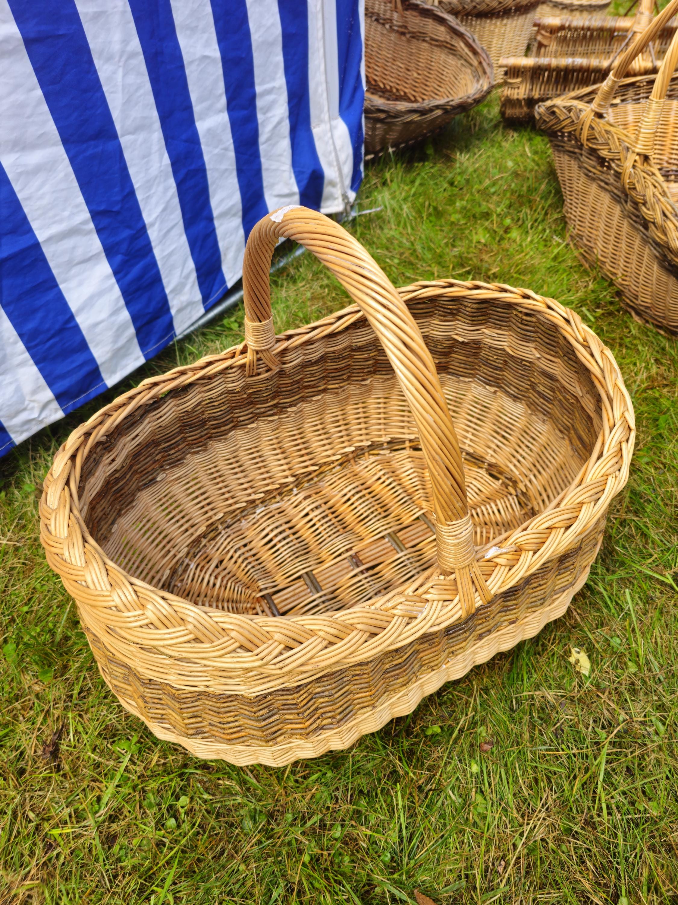 Braided Rim Large Wicker Gathering Basket