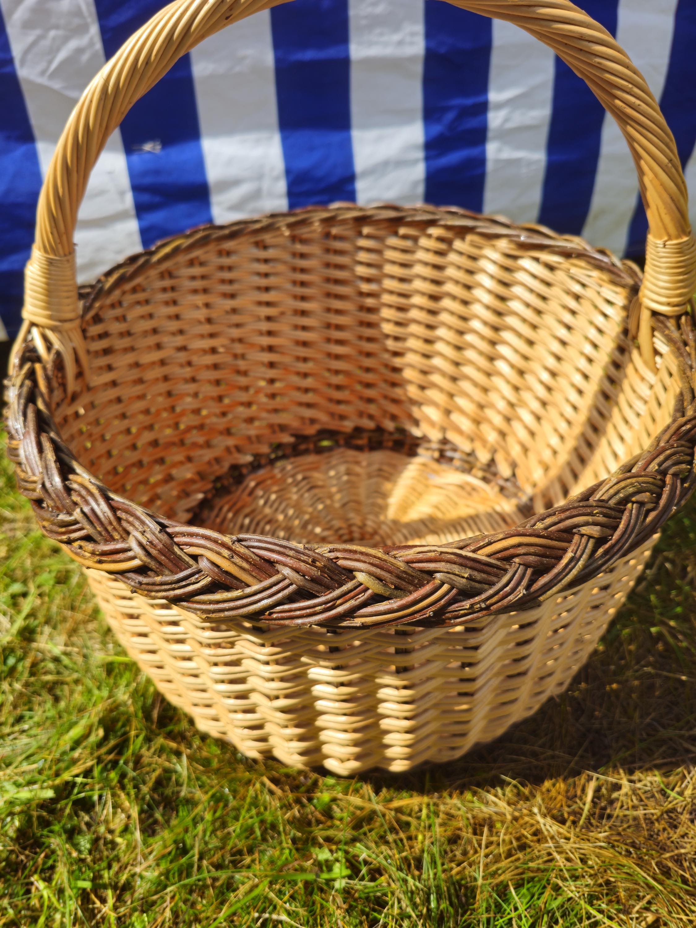 Oval Wicker Mushroom Basket with Braided Rim