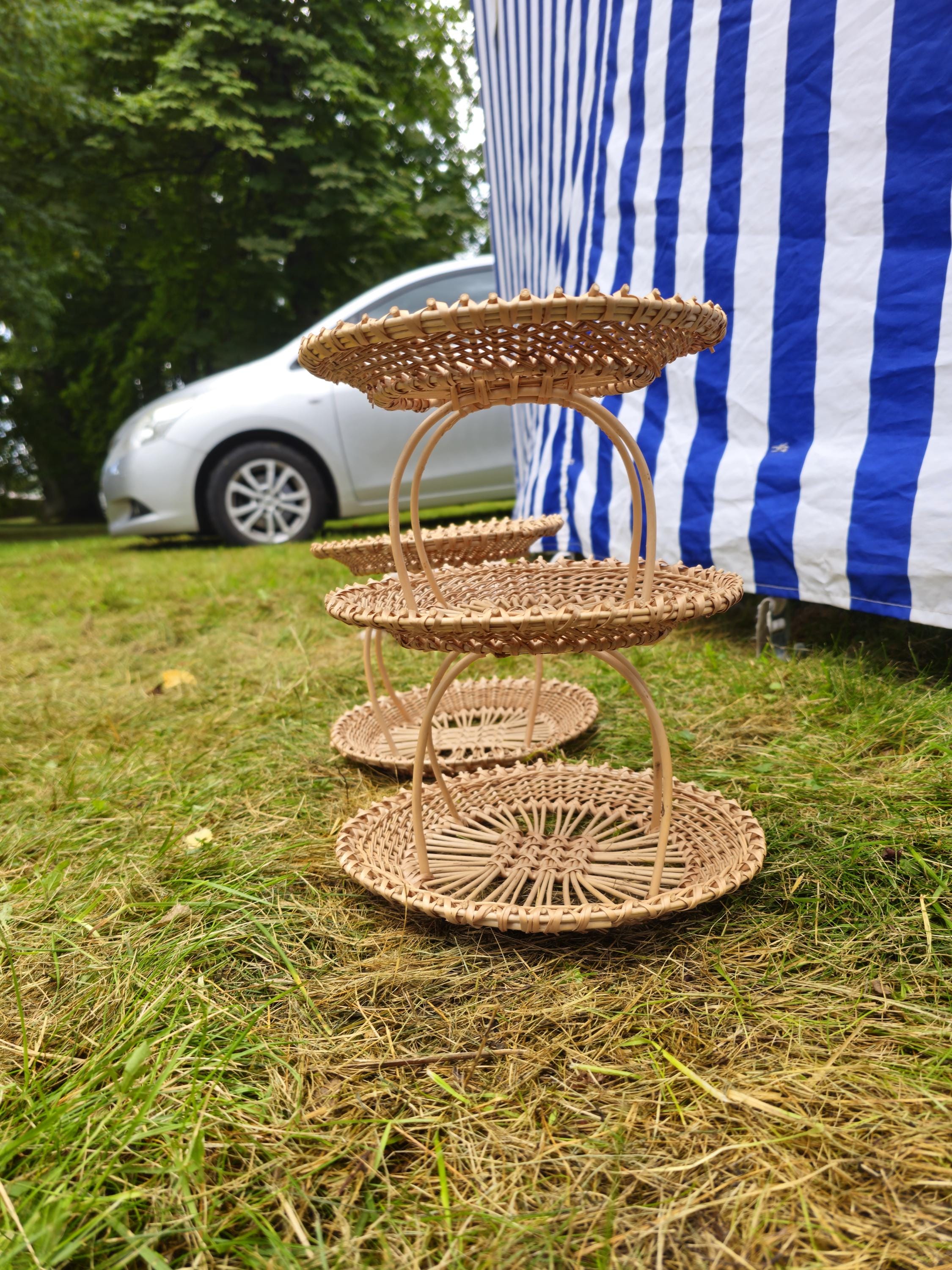 Handwoven Three-Tier Display Stand