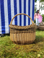 Wicker Mushroom Basket with Braided Rim
