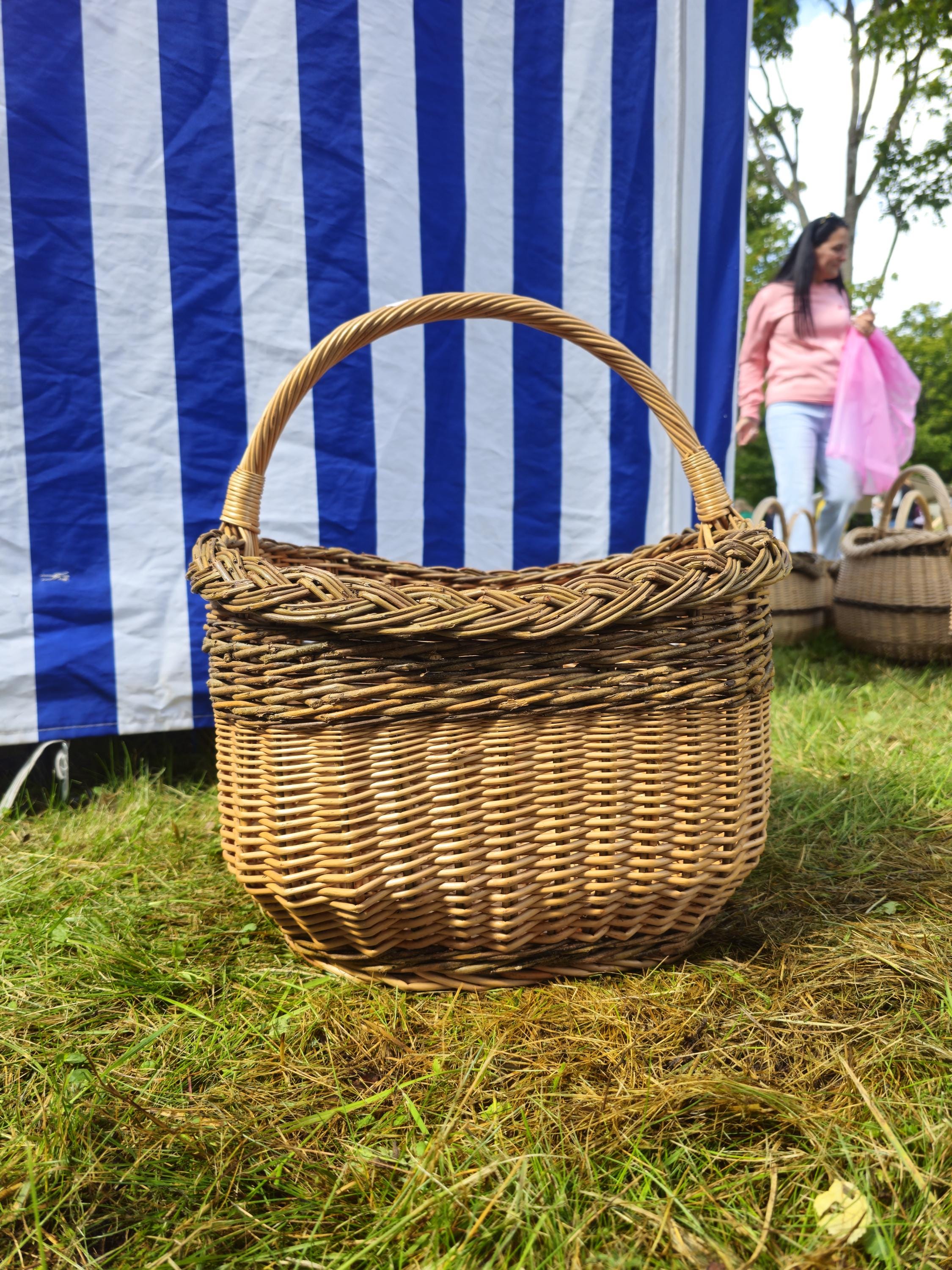 Wicker Mushroom Basket with Braided Rim