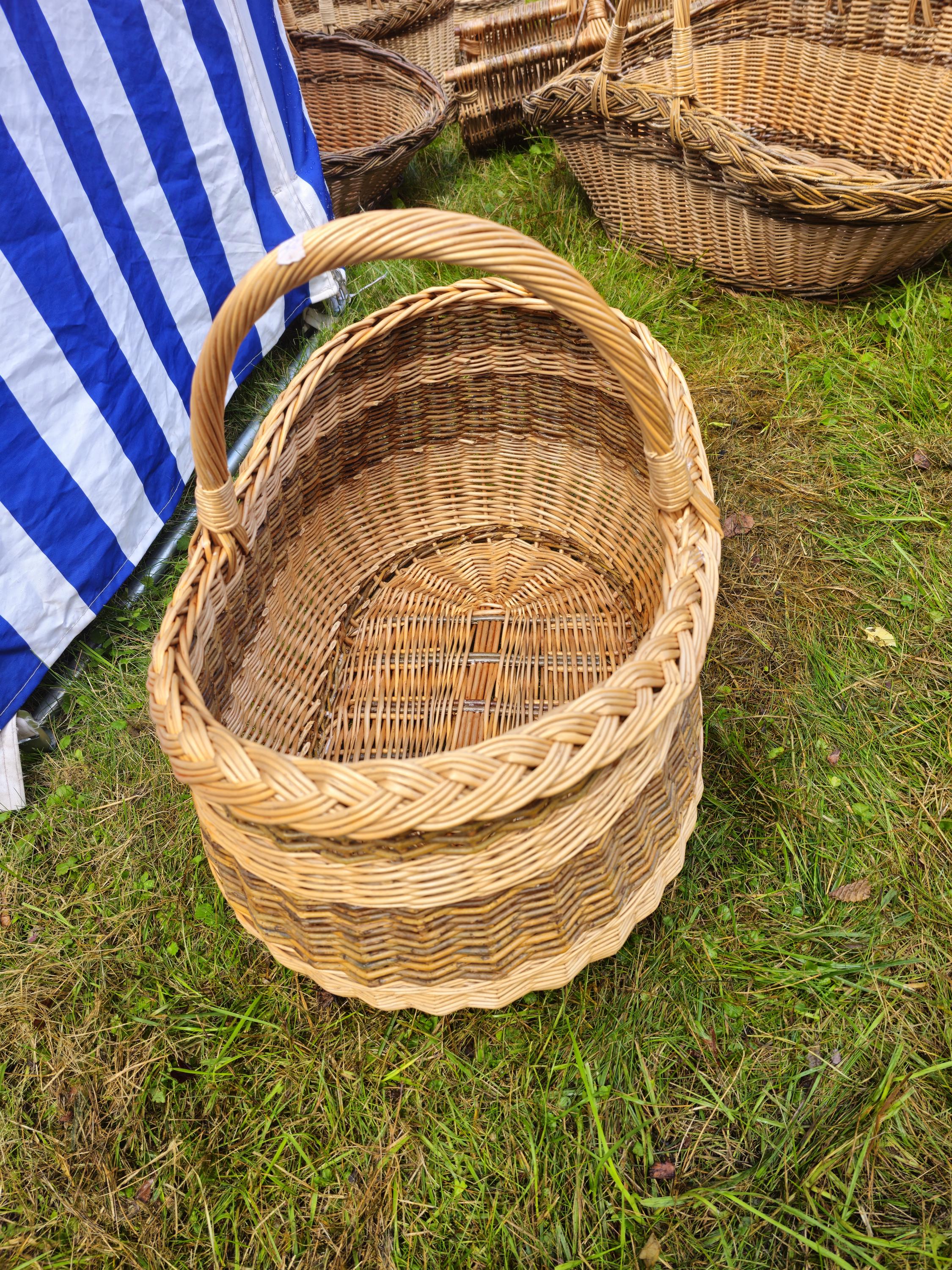 Braided Rim Large Wicker Gathering Basket