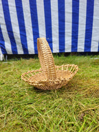 Handwoven Oval Basket with Decorative Weave