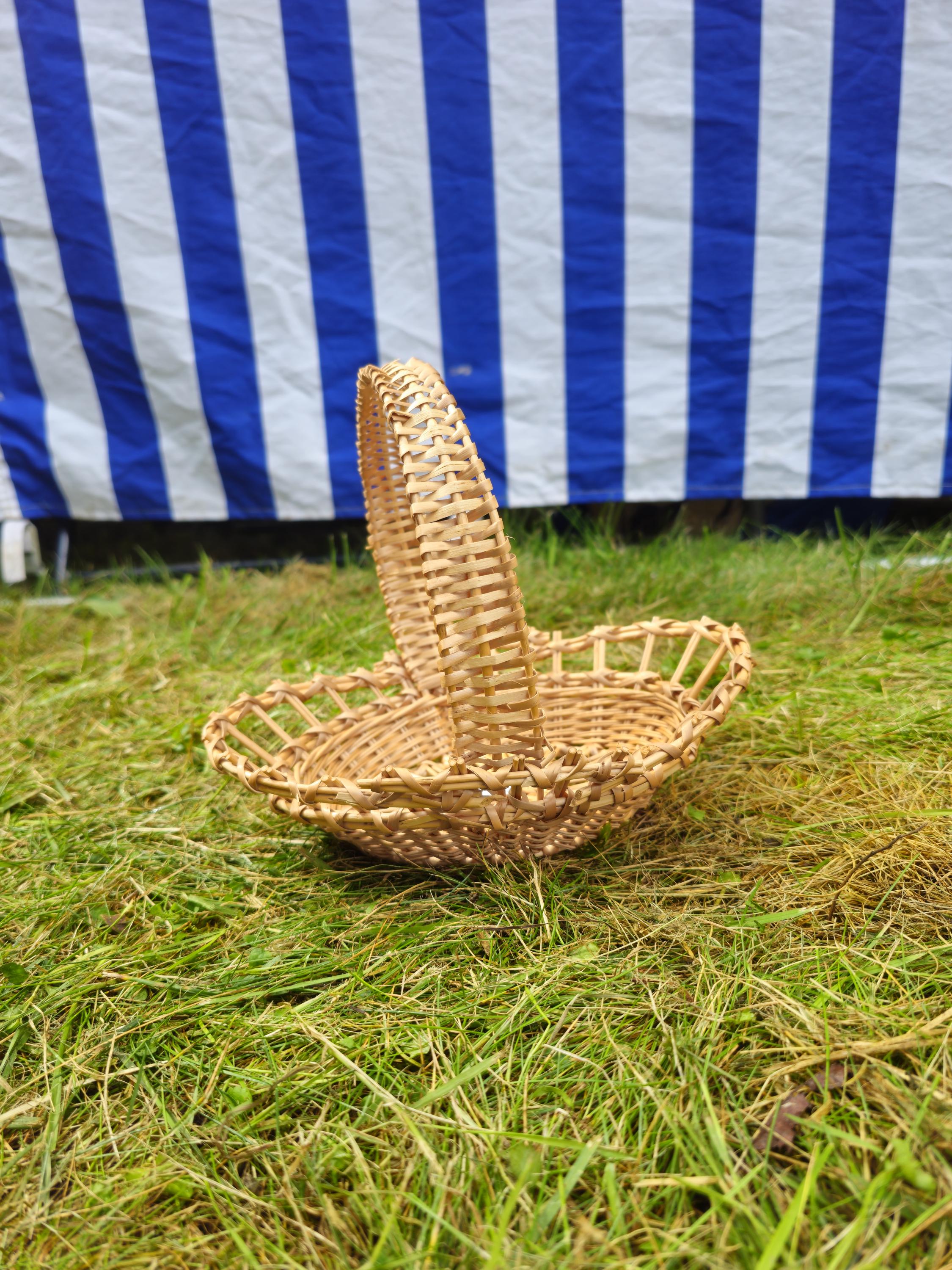 Handwoven Oval Basket with Decorative Weave