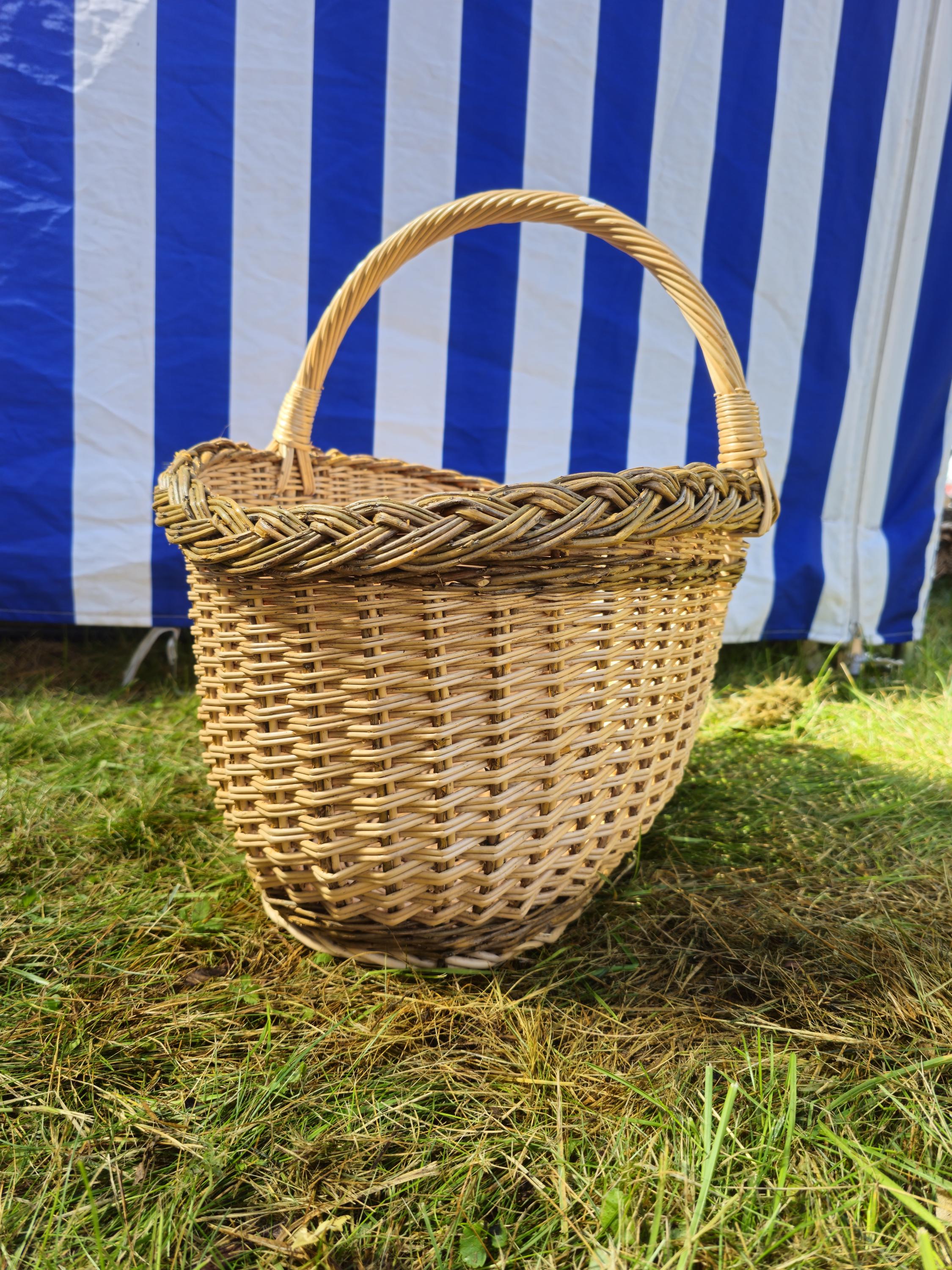 Large Oval Wicker Basket with Rustic Finish