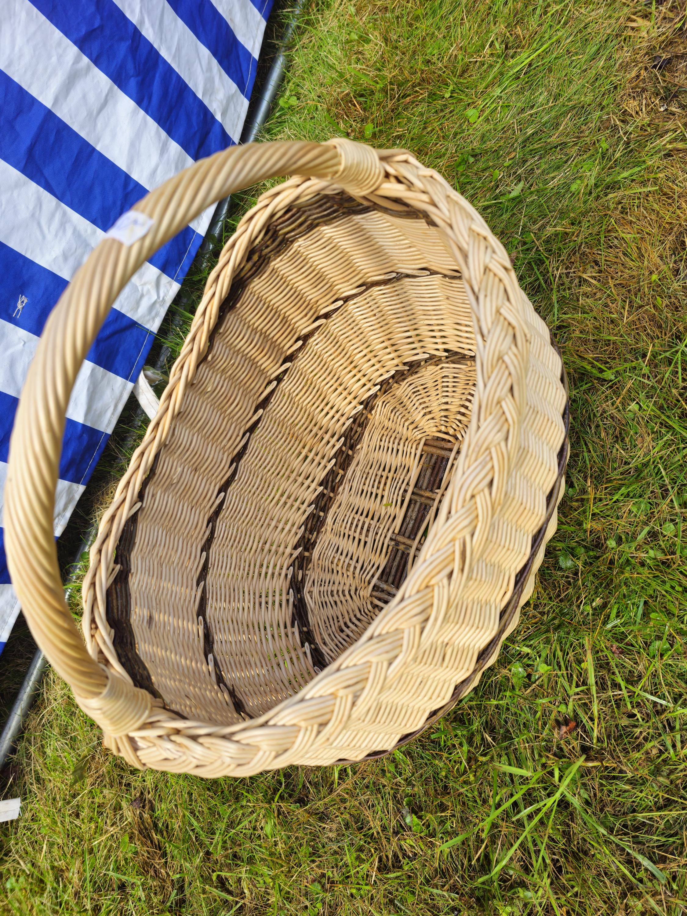 Long Willow Basket with Braided Rim