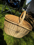 Large Handmade Picnic Wicker Basket with Double Lid