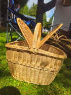 Large Handmade Picnic Wicker Basket with Double Lid