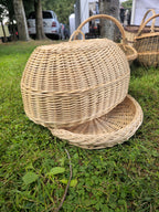 Handwoven Wicker Tray with Dome Lid