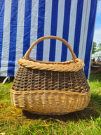 Large Wicker Basket with Rustic Two-Tone Weave