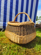 Large Wicker Basket with Rustic Two-Tone Weave