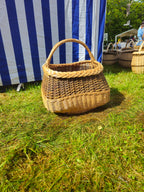 Large Wicker Basket with Rustic Two-Tone Weave