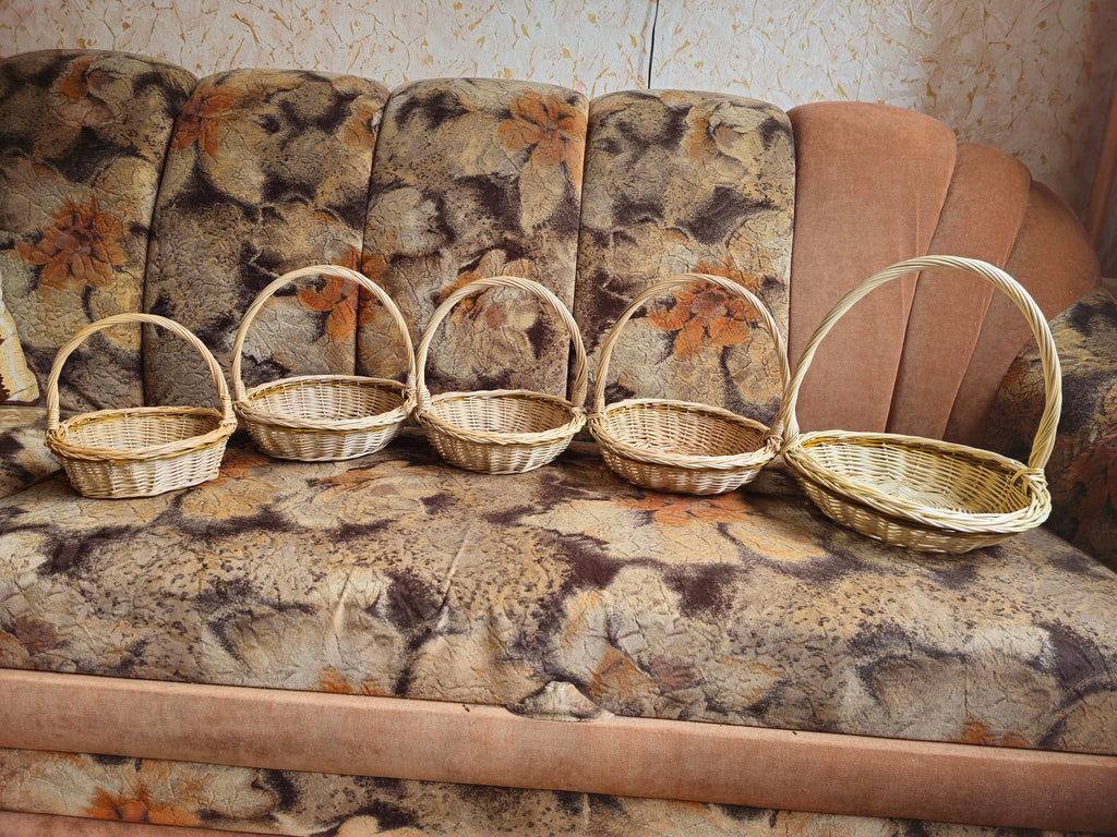 Shallow Wicker Basket with Handle