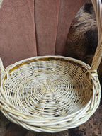 Shallow Wicker Basket with Handle
