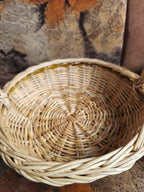 Shallow Wicker Basket with Handle