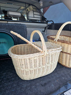 Double-Lid Wicker Picnic Basket