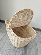 Double-Lid Wicker Picnic Basket