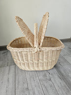 Double-Lid Wicker Picnic Basket