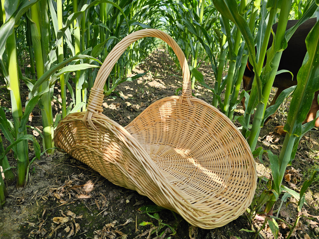 Large Wicker Flower Basket with Woven Base