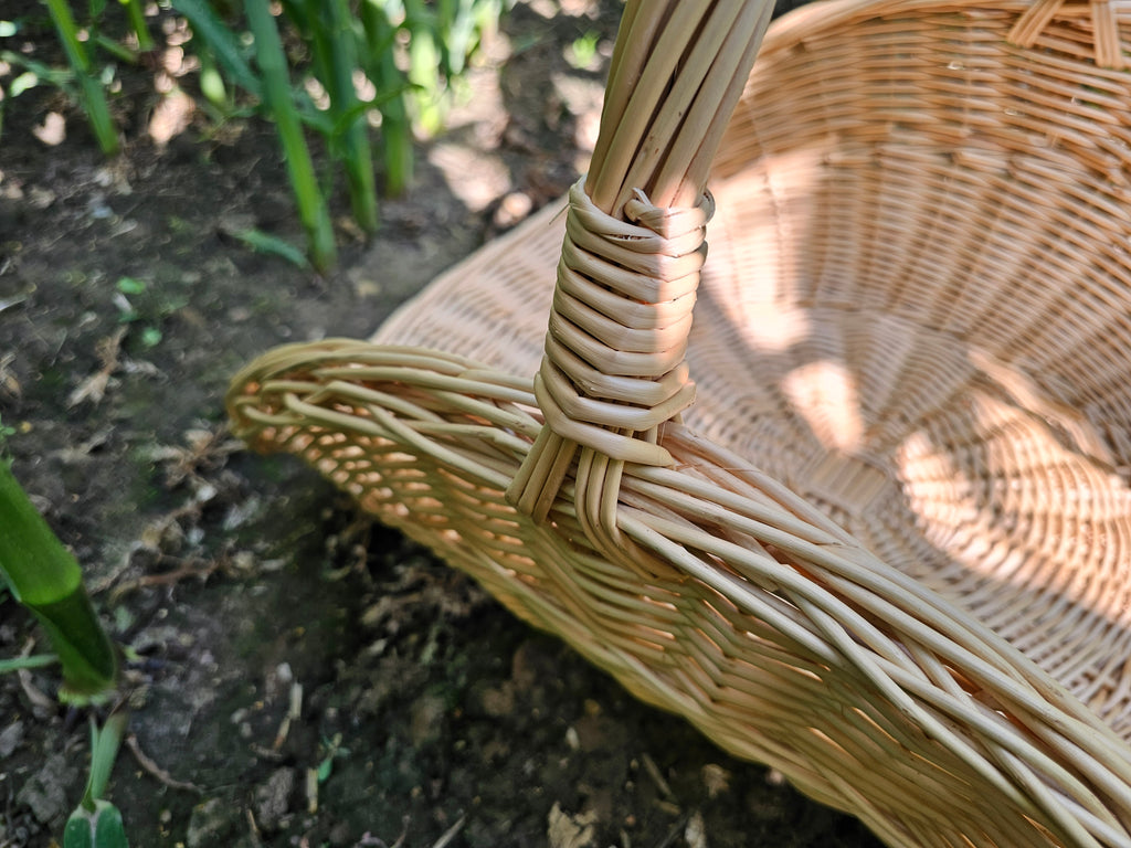 Large Wicker Flower Basket with Woven Base