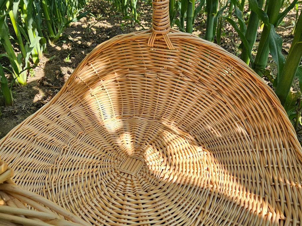Large Wicker Flower Basket with Woven Base