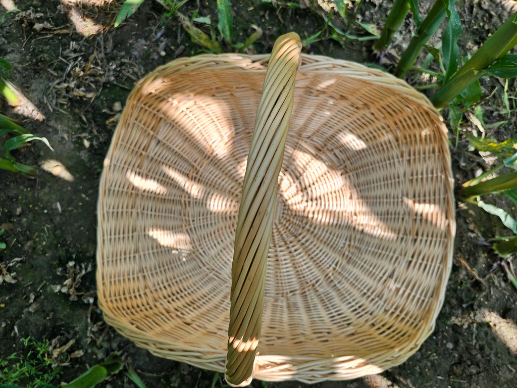 Large Wicker Flower Basket with Woven Base